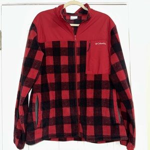 Men’s Columbia Buffalo plaid full zip fleece jacket size xl